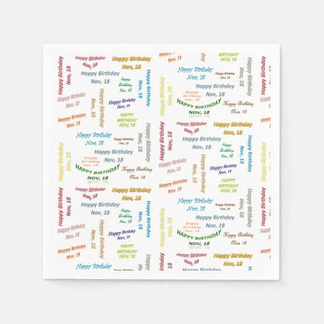 Servilleta De Papel servilletas de papel Noviembre, 18 Cumpleaños (Anverso)