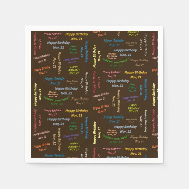 Servilleta De Papel servilletas de papel Noviembre, 21 Cumpleaños (Anverso)