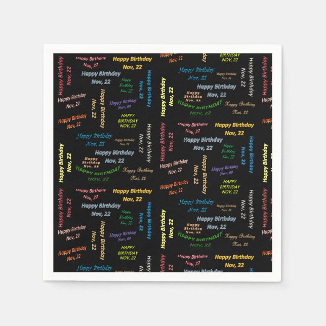 Servilleta De Papel servilletas de papel Noviembre, 22 Cumpleaños (Anverso)