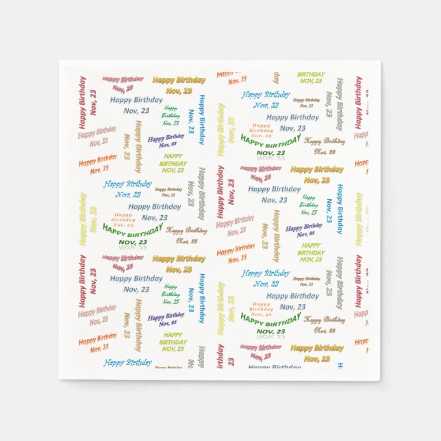 Servilleta De Papel servilletas de papel Noviembre, 23 Cumpleaños (Anverso)