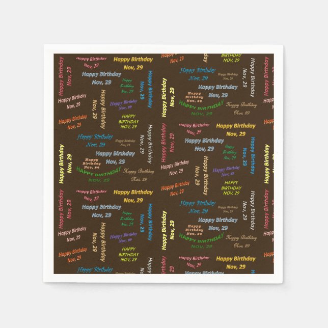 Servilleta De Papel servilletas de papel Noviembre, 29 Cumpleaños (Anverso)