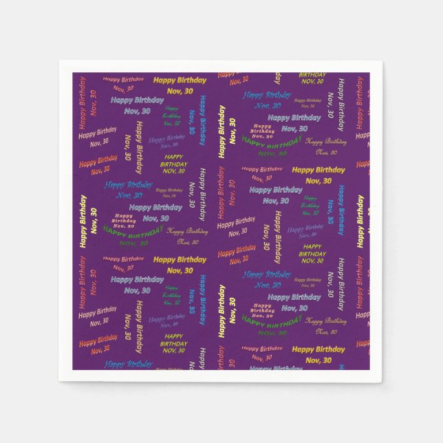 Servilleta De Papel servilletas de papel Noviembre, 30 Cumpleaños (Anverso)