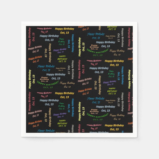 Servilleta De Papel servilletas de papel octubre, 13 cumpleaños (Anverso)