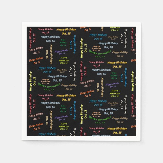 Servilleta De Papel servilletas de papel octubre, 15 cumpleaños (Anverso)