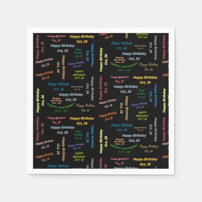 Servilleta De Papel servilletas de papel octubre, 26 cumpleaños (Anverso)