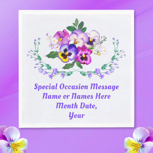 Servilleta De Papel Servilletas de Papel Pansy, PERSONALIZADAS para Cu