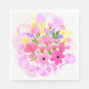 Servilleta De Papel Servilletas de papel para almuerzo Flores acuarela