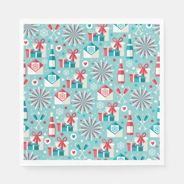 Servilleta De Papel Servilletas de papel para almuerzo navideño retro (Anverso)
