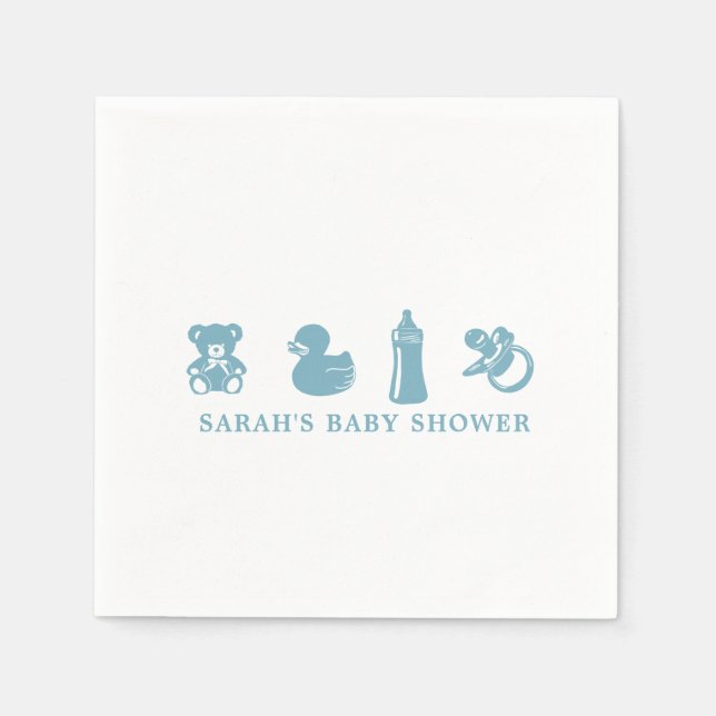 Servilleta De Papel Servilletas de papel para baby shower azules (Anverso)