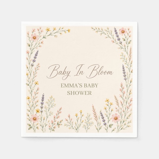 Servilleta De Papel Servilletas de papel para baby shower boho de flor (Anverso)