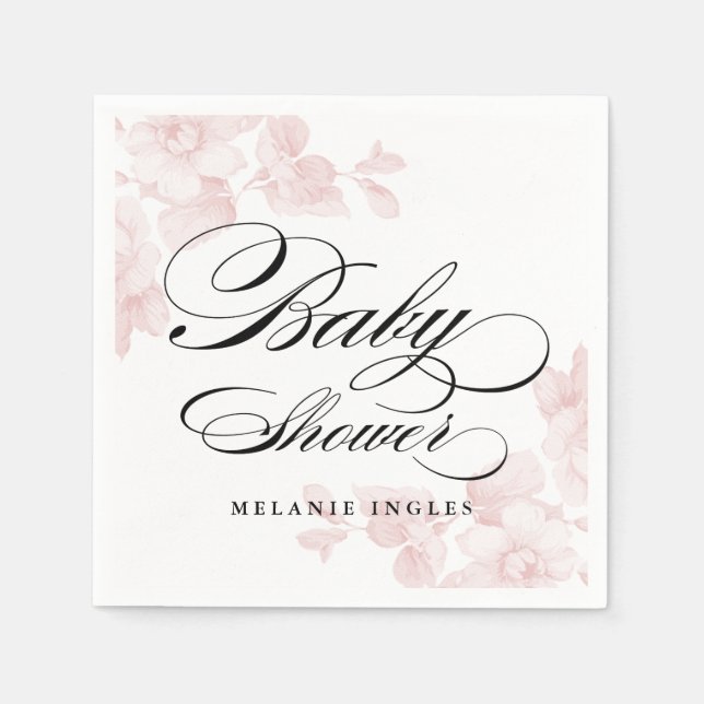 Servilleta De Papel Servilletas de papel para baby shower con flores v (Anverso)