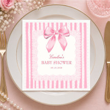 Servilletas de papel para baby shower con lazo ros