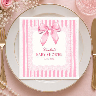 Servilleta De Papel Servilletas de papel para baby shower con lazo ros