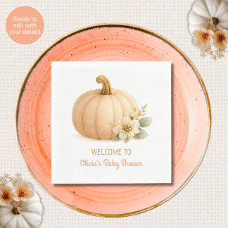 Servilleta De Papel Servilletas de papel para baby shower de calabaza