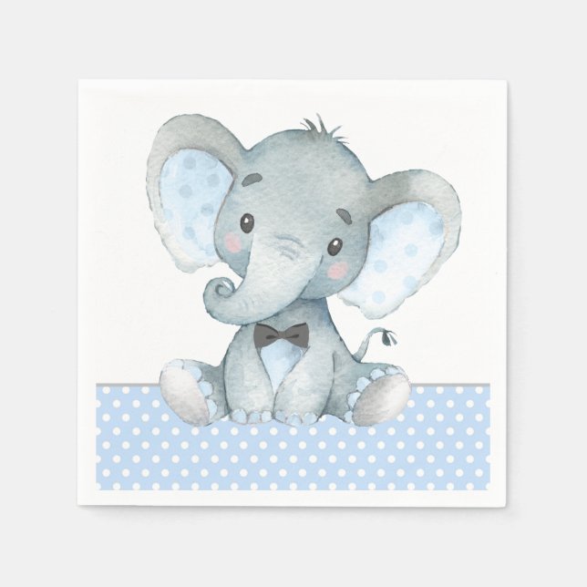 Servilleta De Papel Servilletas de papel para baby shower de elefante  (Anverso)