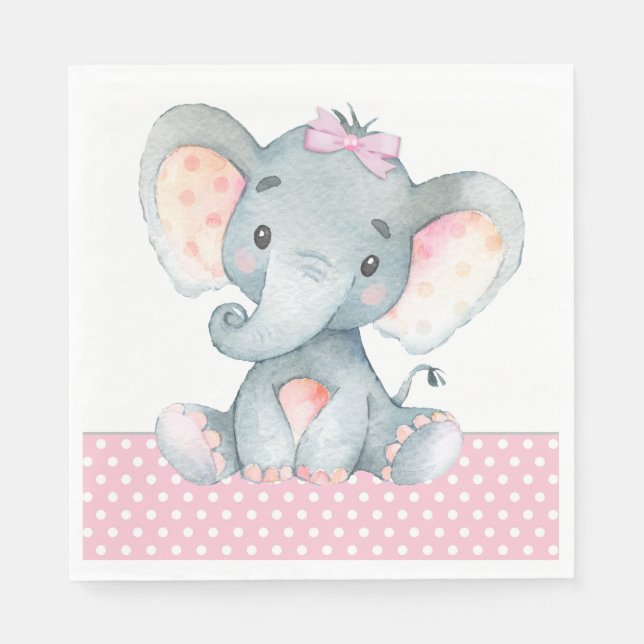 Servilleta De Papel Servilletas de papel para baby shower de elefante  (Anverso)