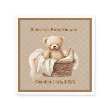 Servilletas de papel para baby shower de osito de 