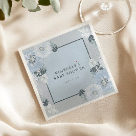 Servilleta De Papel Servilletas de papel para baby shower florales azu