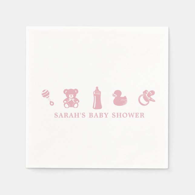Servilleta De Papel Servilletas de papel para baby shower rosadas (Anverso)