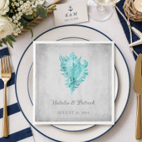Servilletas de papel para boda con concha de carac