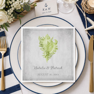 Servilleta De Papel Servilletas de papel para boda con concha verde
