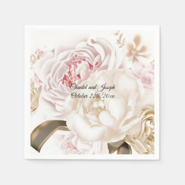 Servilleta De Papel Servilletas de papel para boda con rosa y crema Ro