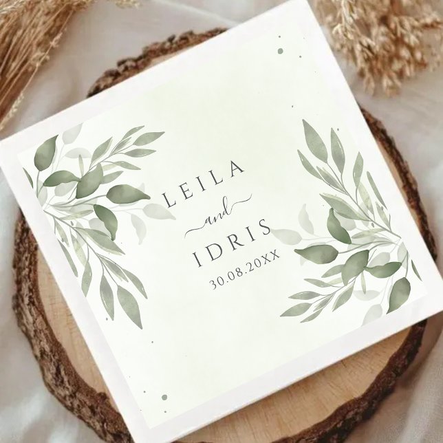 Servilleta De Papel Servilletas de papel para boda con verde follaje d (Subido por el creador)