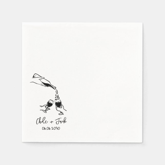 Servilleta De Papel Servilletas de papel para bodas con copa de champá (Anverso)