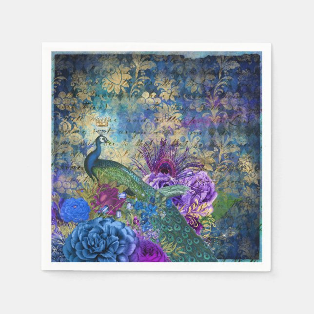 Servilleta De Papel Servilletas de papel para bodas Peacock (Anverso)