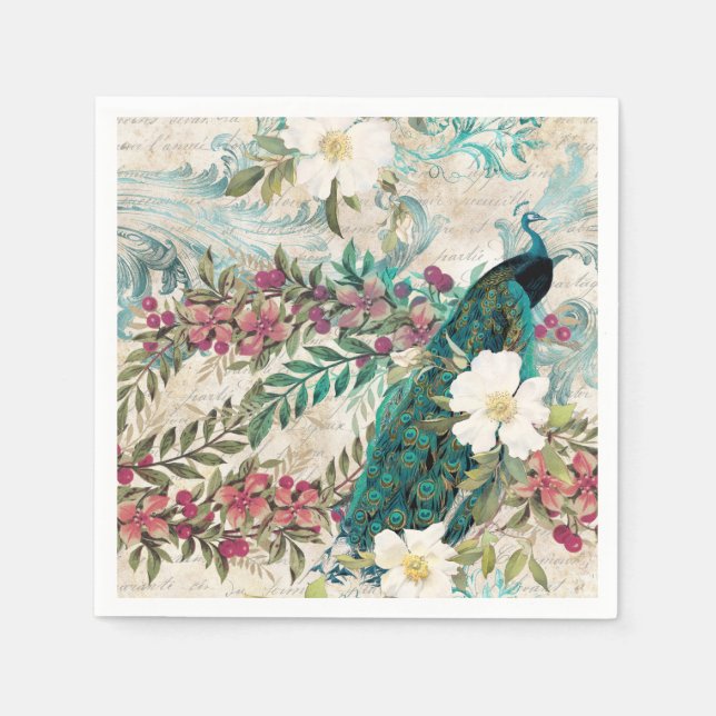 Servilleta De Papel Servilletas de papel para bodas Peacock (Anverso)