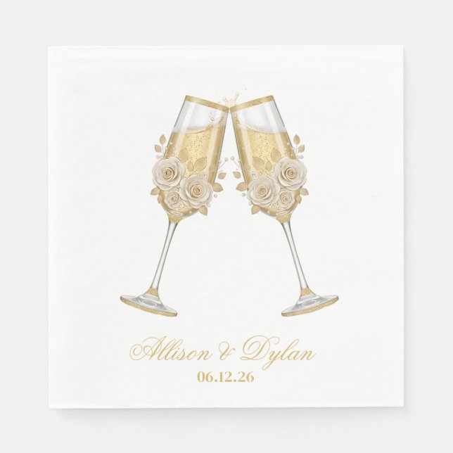 Servilleta De Papel Servilletas de papel para champán de boda (Anverso)