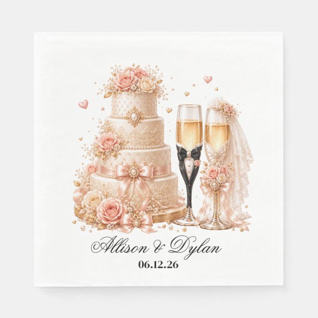Servilleta De Papel Servilletas de papel para champán de boda (Anverso)
