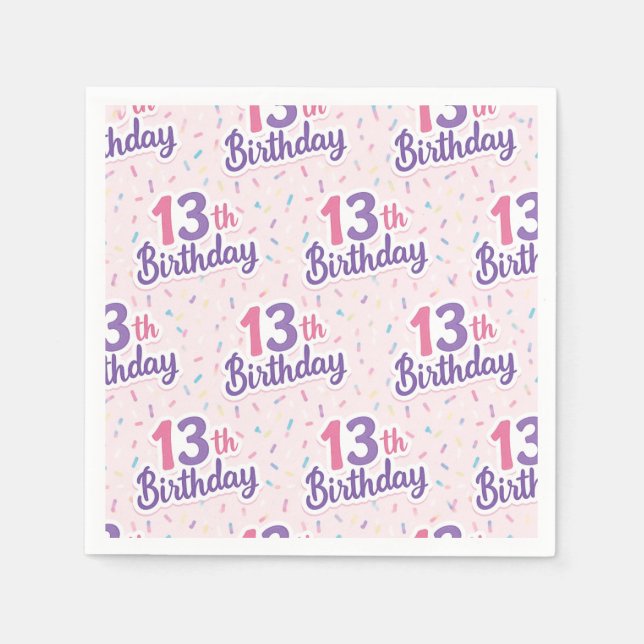 Servilleta De Papel Servilletas de papel para cumpleaños 13, Fiesta de (Anverso)