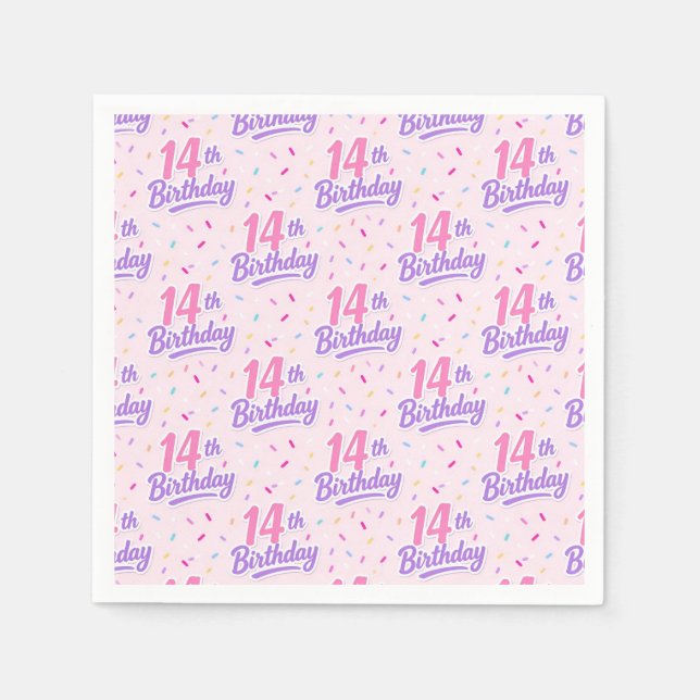 Servilleta De Papel Servilletas de papel para cumpleaños 14, Fiesta de (Anverso)