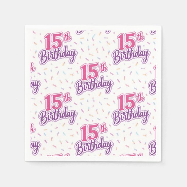 Servilleta De Papel Servilletas de papel para cumpleaños 15, Fiesta de (Anverso)