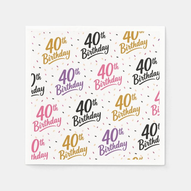 Servilleta De Papel Servilletas de papel para cumpleaños 40, cumpleaño (Anverso)