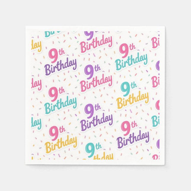 Servilleta De Papel Servilletas de papel para cumpleaños 9, Fiesta de  (Anverso)