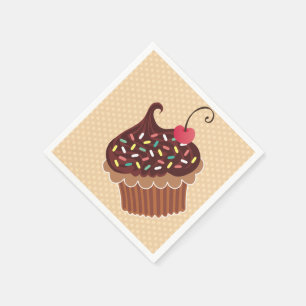 Servilleta De Papel Servilletas de papel para cumpleaños con cupcakes