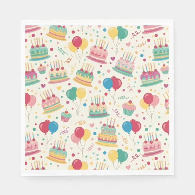 Servilleta De Papel Servilletas de papel para cumpleaños con pasteles  (Anverso)