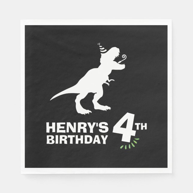 Servilleta De Papel Servilletas de papel para cumpleaños de dinosaurio (Anverso)