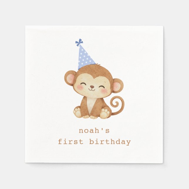 Servilleta De Papel Servilletas de papel para cumpleaños de mono (Anverso)