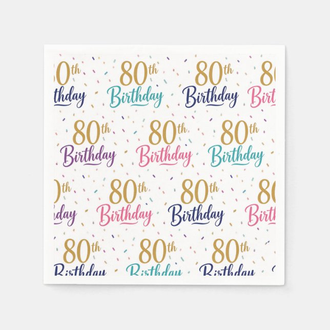 Servilleta De Papel Servilletas de papel para el 80 cumpleaños, Cumple (Anverso)