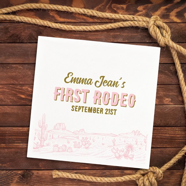 Servilleta De Papel Servilletas de papel para el primer cumpleaños Fir (First Rodeo Pink Desert 1st Birthday Paper Napkin
)