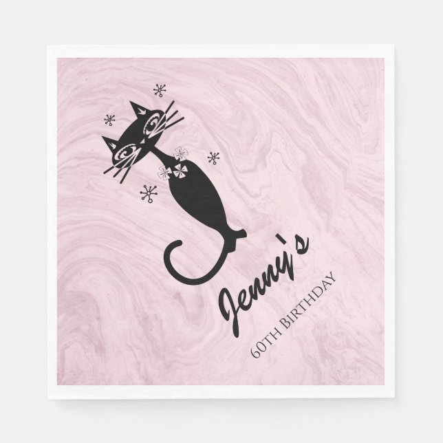 Servilleta De Papel Servilletas de papel Retro Atomic Black Cat (Anverso)