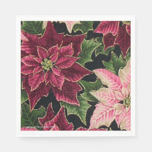Servilleta De Papel Servilletas de papel rosa burgundy poinsettia retr