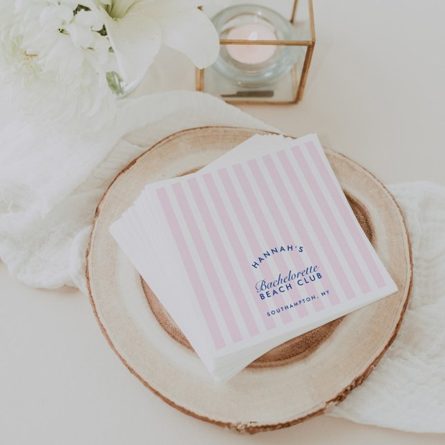 Servilleta De Papel Servilletas de papel rosadas para despedida de sol (Retro Modern Bachelorette Pink Paper Napkins)