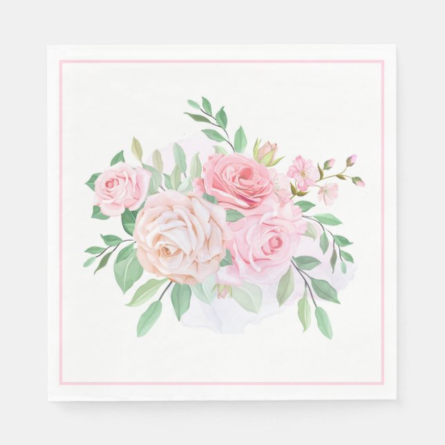 Servilleta De Papel Servilletas de papel - Rosas rosadas (Anverso)