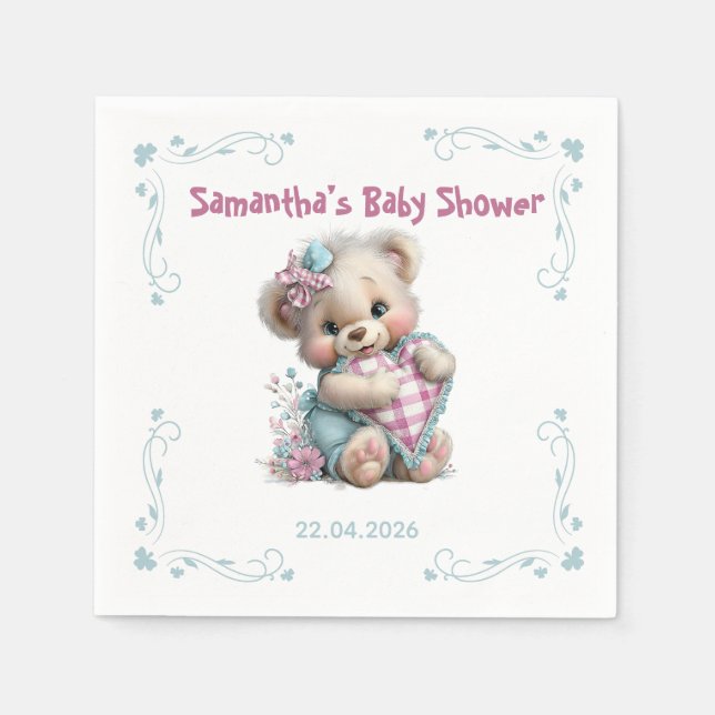 Servilleta De Papel Servilletas de papel Teddy Bear Baby Shower  (Anverso)