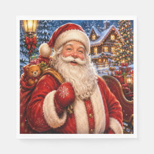 Servilleta De Papel Servilletas de papel vintage de Papá Noel para Nav