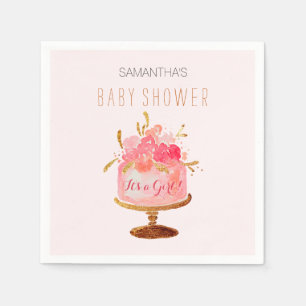Servilleta De Papel Servilletas de pastel floral rosa para baby shower